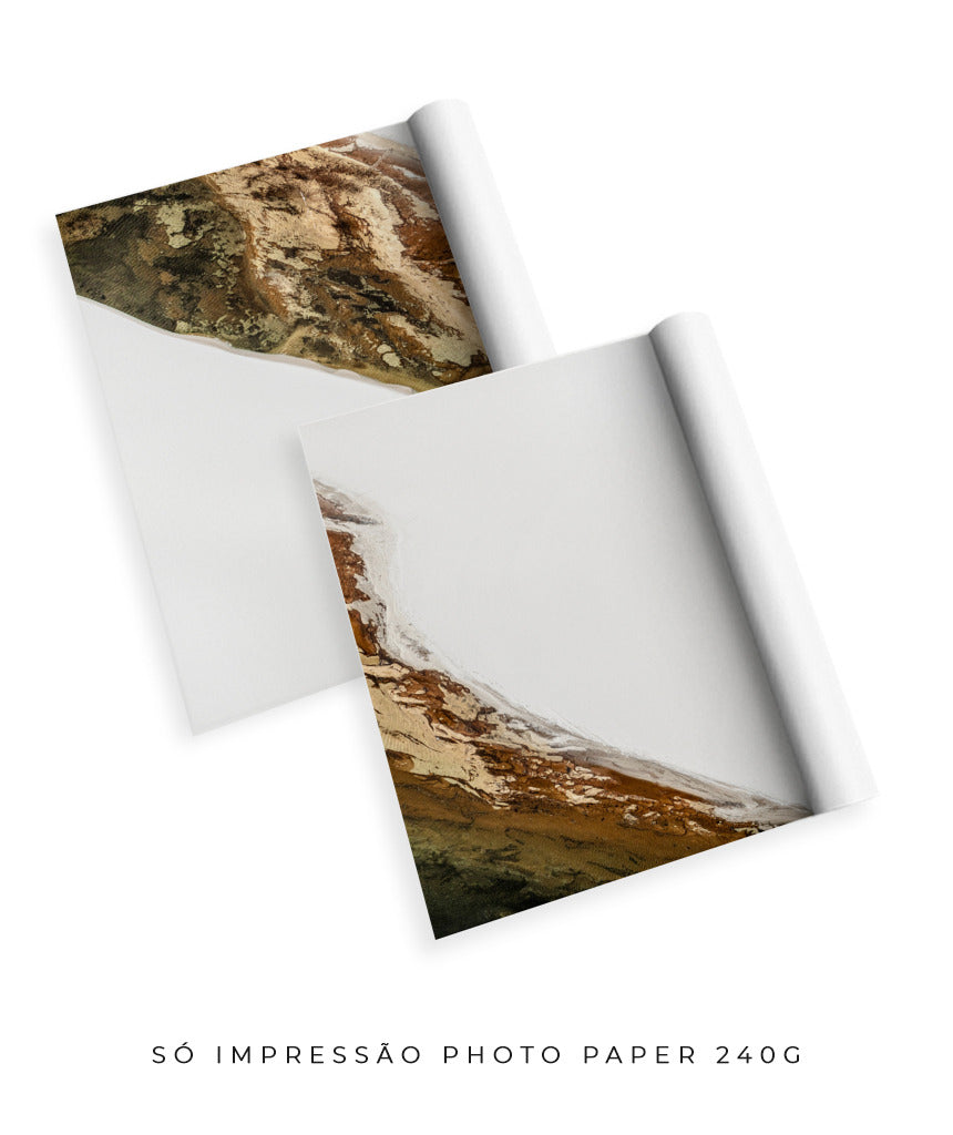Quadro Decorativo Abstrato e Curvas - Tons Marrom e Branco -Dupla vertical