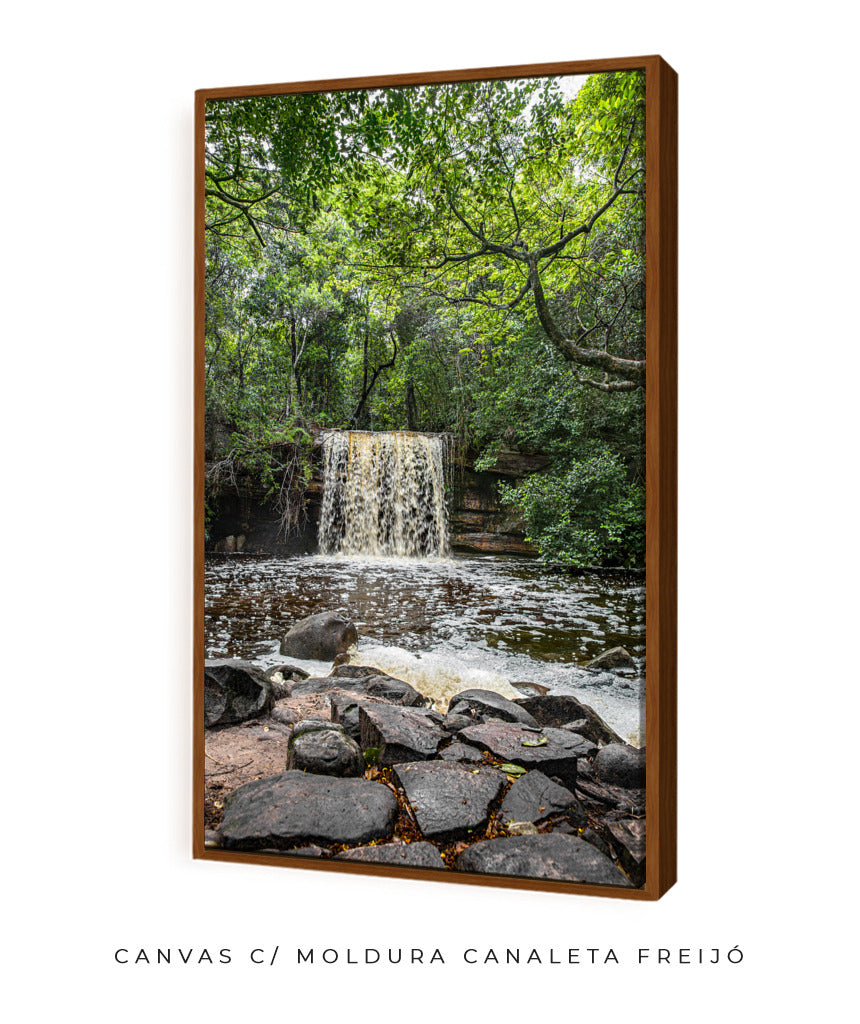 Quadro Decorativo Cachoeira e Floral
