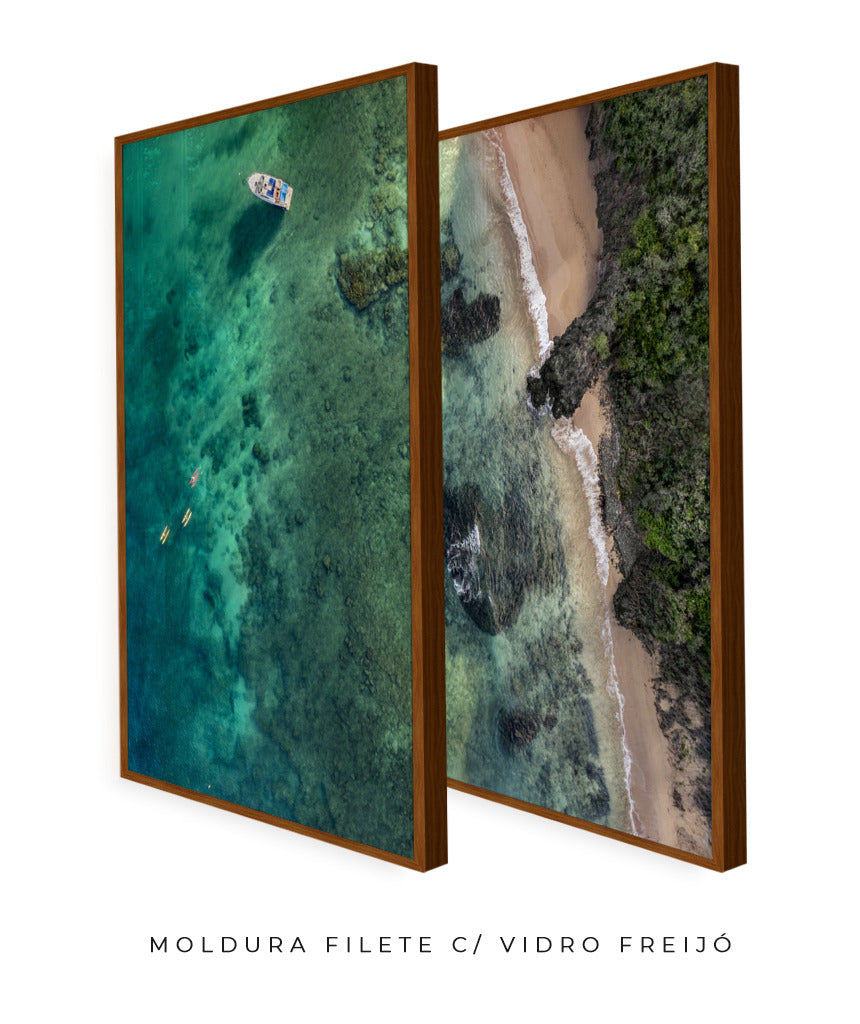 Quadro Decorativo Praia e Mar Verde - Dupla