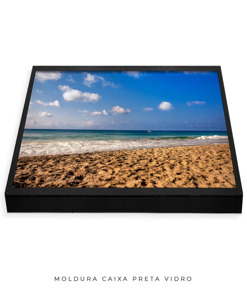 Quadro Decorativo Praia com Areia Marrom e Mar Azul
