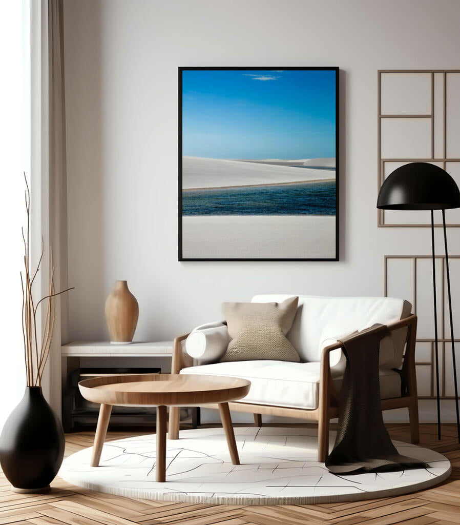 Quadro Decorativo Lençóis Maranhenses - Areia Branca e Mar - Vertical