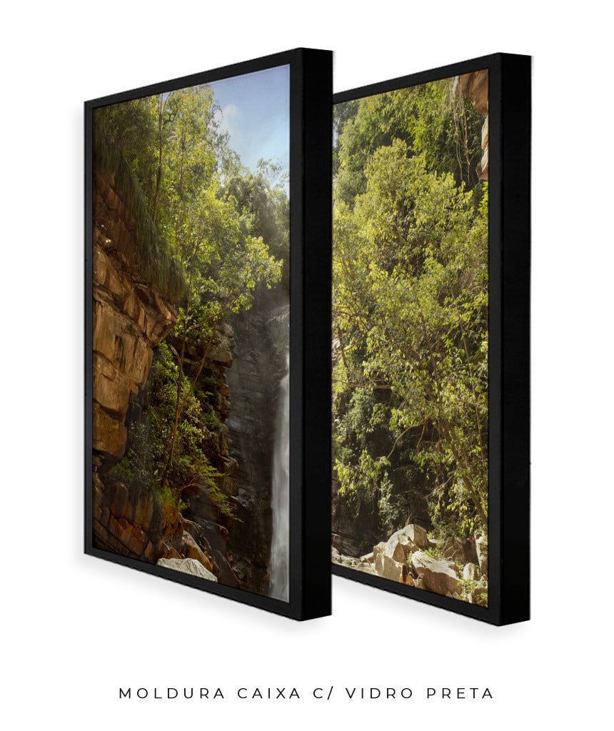 Quadro Decorativo Cachoeira, Natureza e Pedras- Dupla