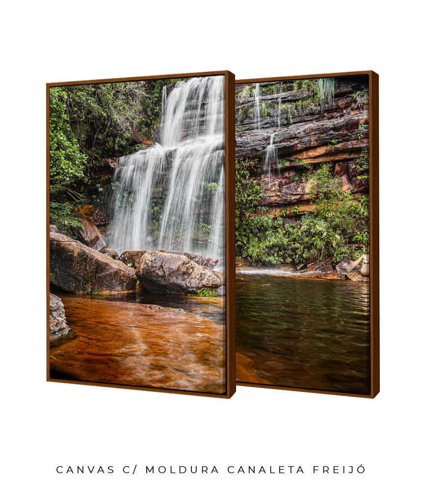 Quadro Decorativo Cachoeira Águas Cristalinas- Dupla corte vertical