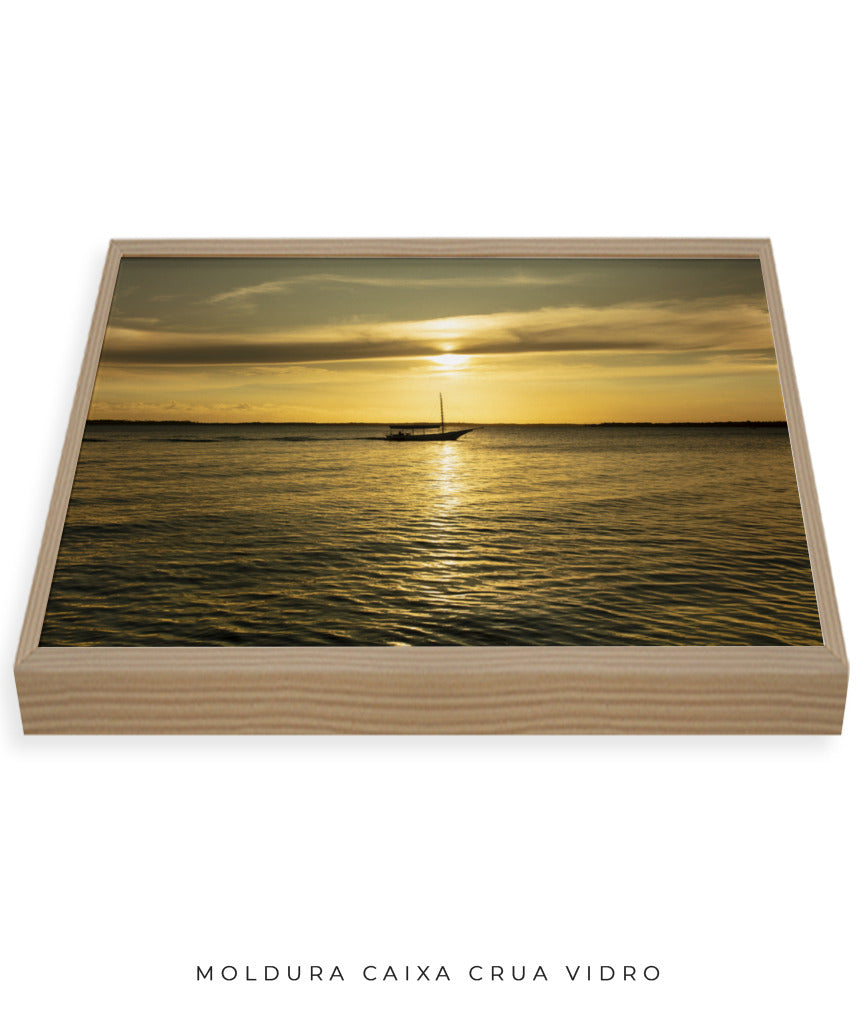 Quadro Decorativo Pôr do Sol Mar Aberto - Horizontal