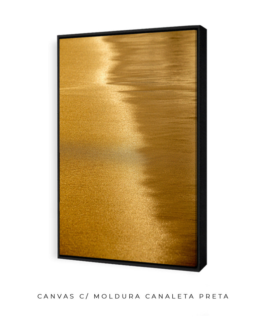 Quadro Decorativo Abstrato e Curvas - Tom Dourado