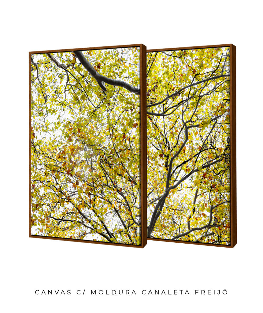 Quadro Decorativo Árvore com Galhos Verdes-Dupla
