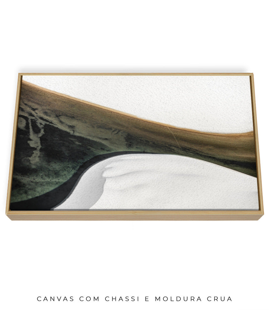 Quadro Decorativo Abstrato e Curvas - Tons Cinza, Branco, Preto e Marrom -Horizontal