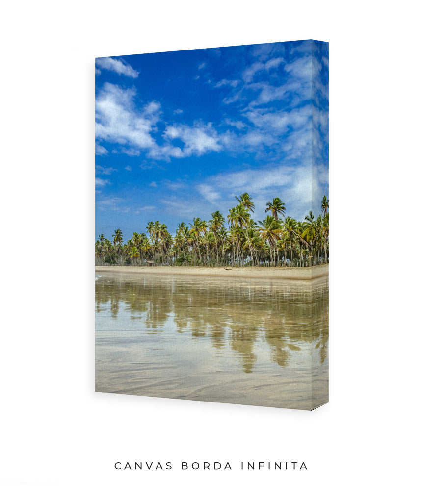 Quadro Decorativo Praia, Mar e Coqueiral