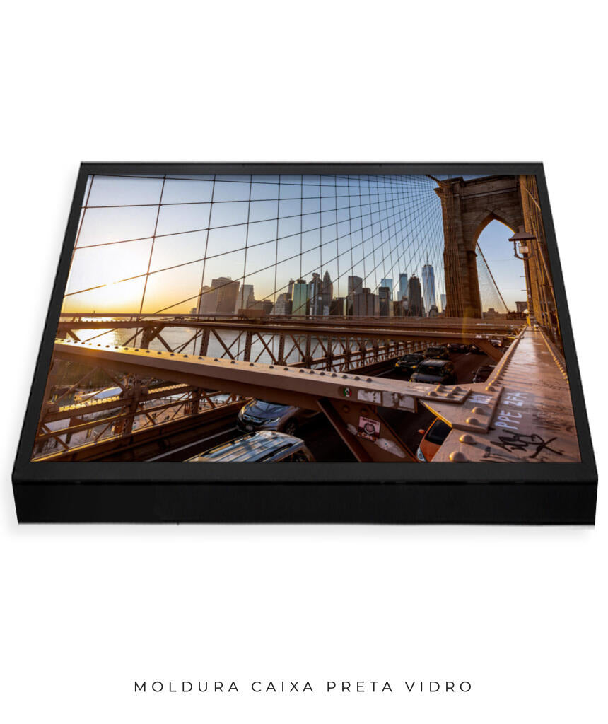 Quadro Decorativo Nova York - Ponte Urbana e Pôr do Sol