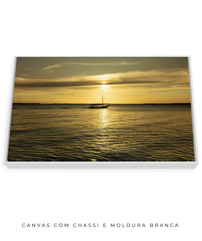 Quadro Decorativo Pôr do Sol Mar Aberto - Horizontal
