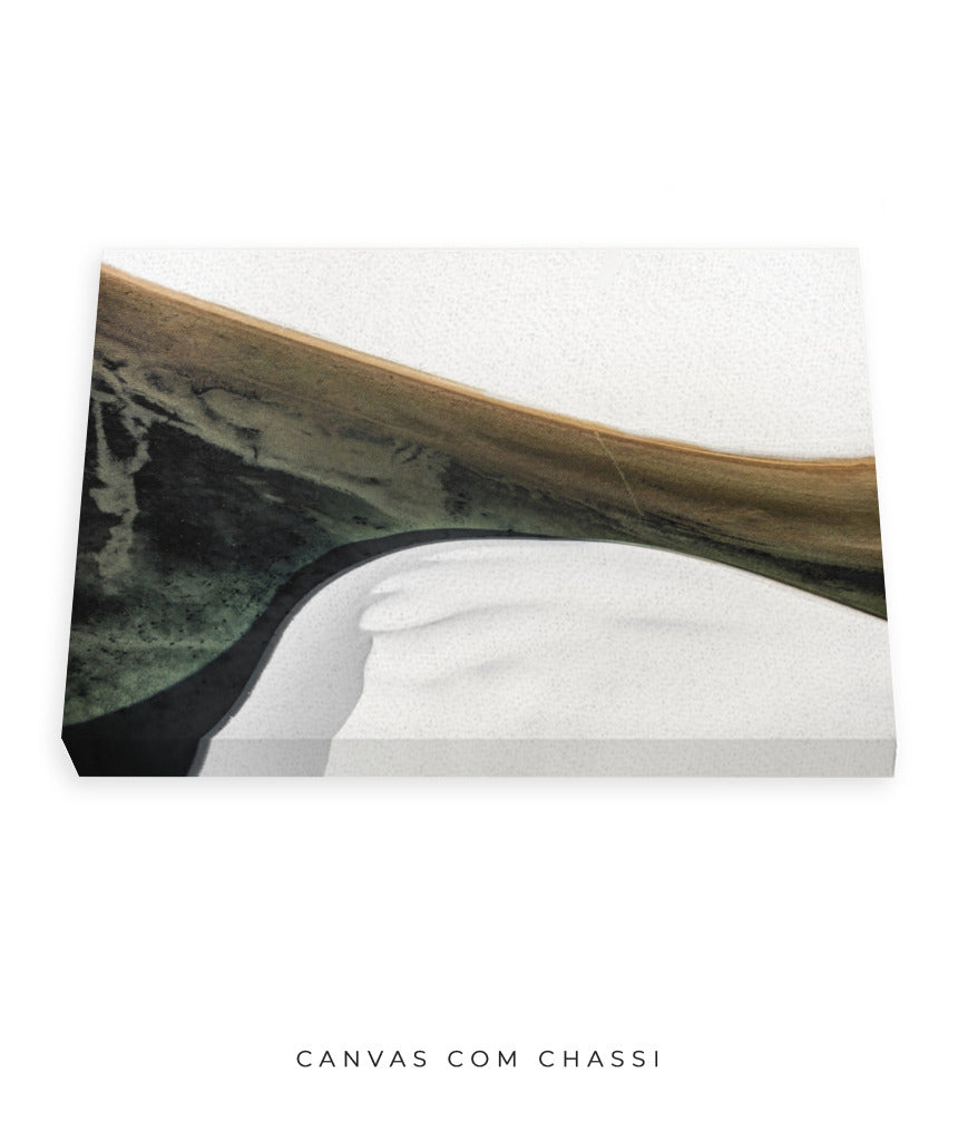 Quadro Decorativo Abstrato e Curvas - Tons Cinza, Branco, Preto e Marrom -Horizontal