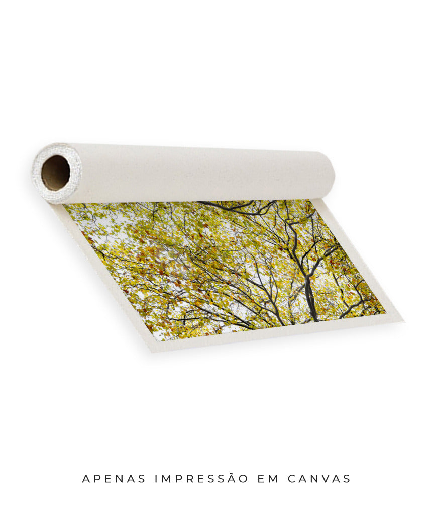 Quadro Decorativo Árvore com Galhos Verdes - Horizontal