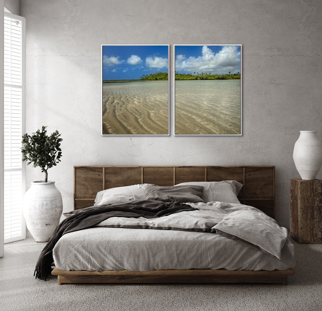 Quadro Decorativo Praia , Areia e Árvores-Dupla