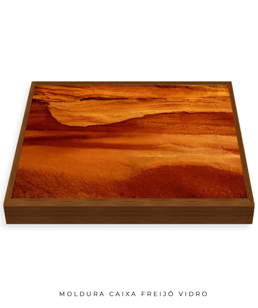 Quadro Decorativo Abstrato e curvas - Tons alaranjados