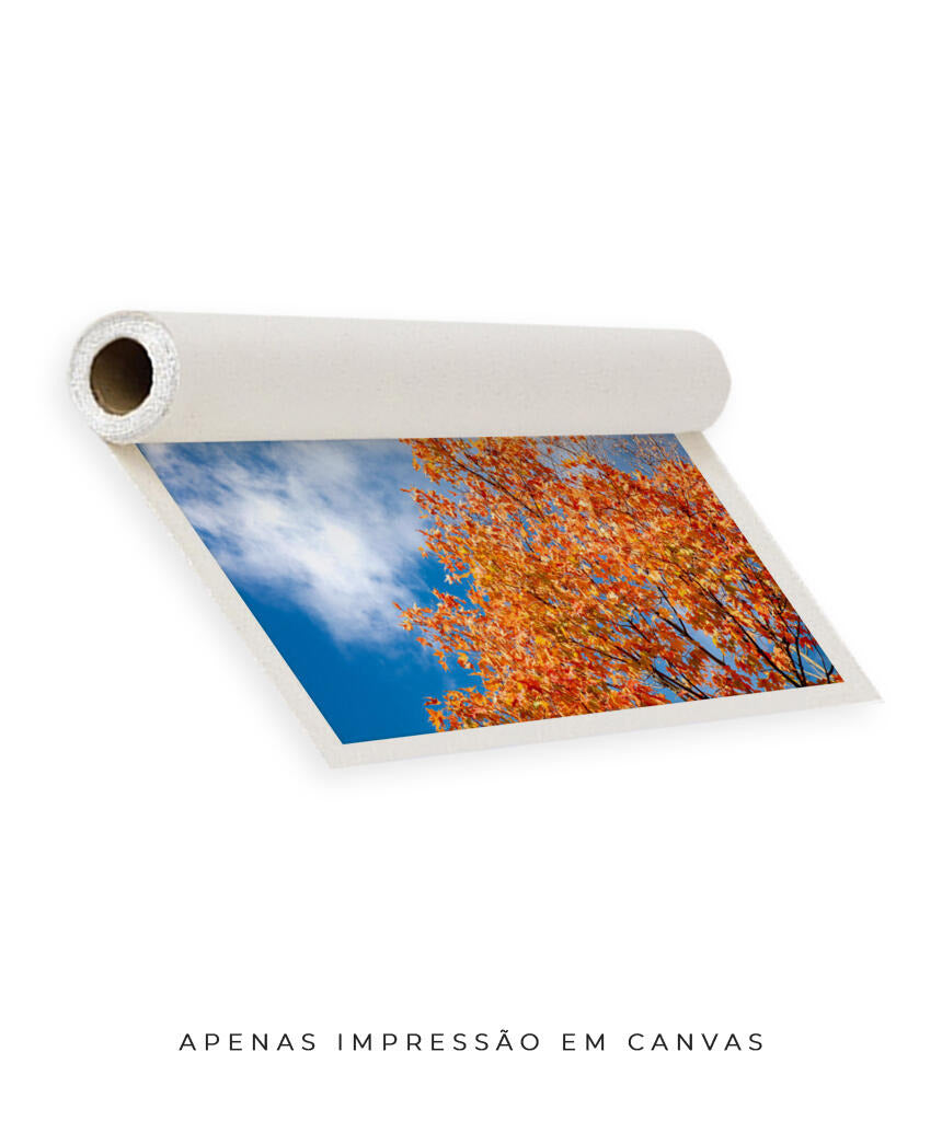 Quadro Decorativo Árvores e Galhos - Folhas laranjas