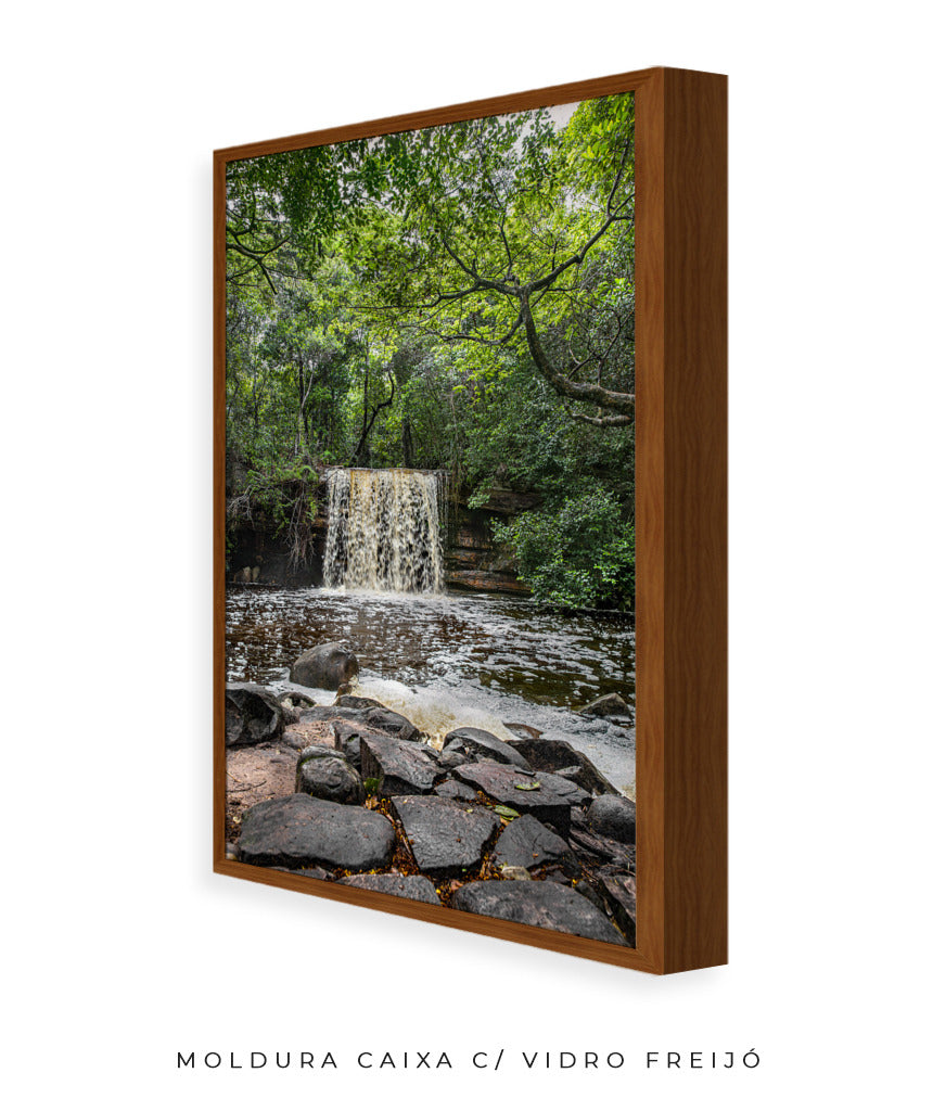 Quadro Decorativo Cachoeira e Floral