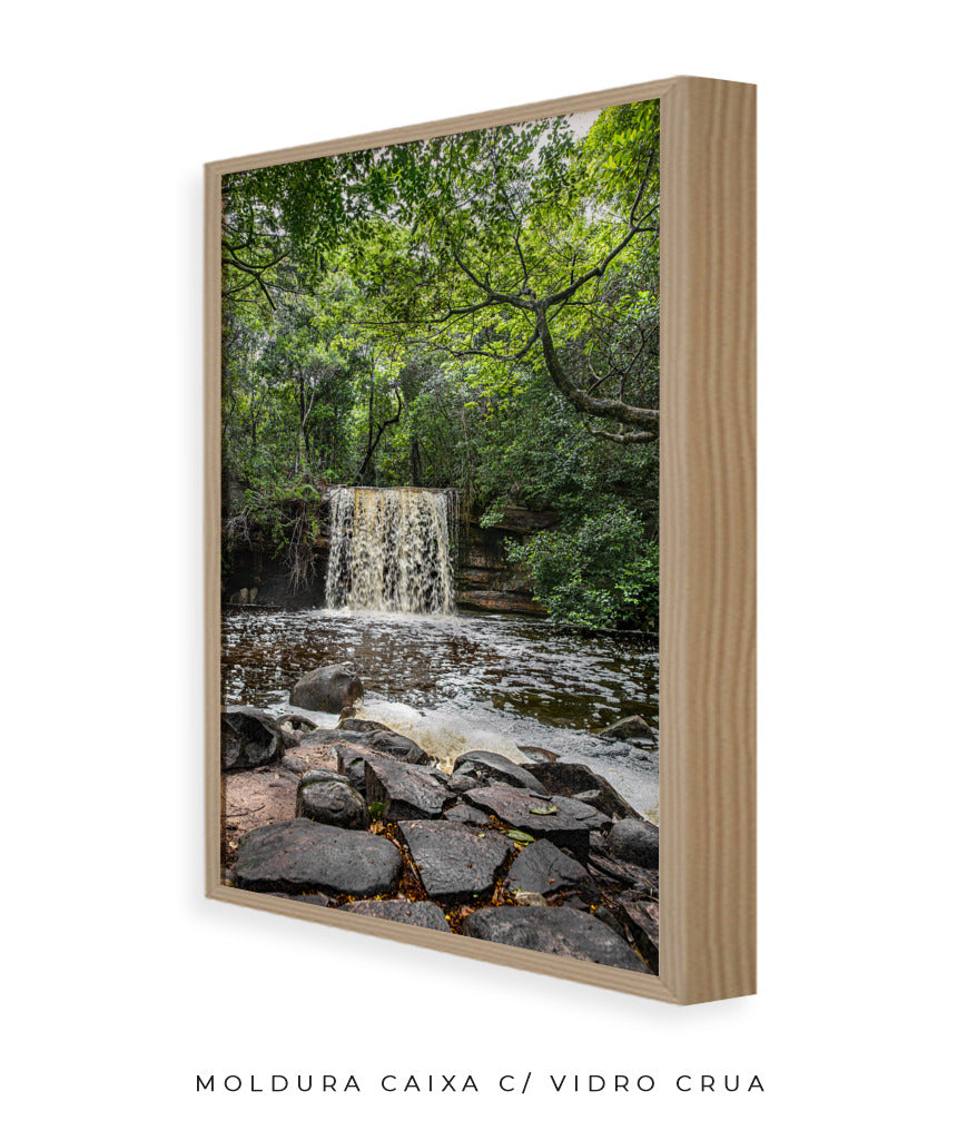 Quadro Decorativo Cachoeira e Floral