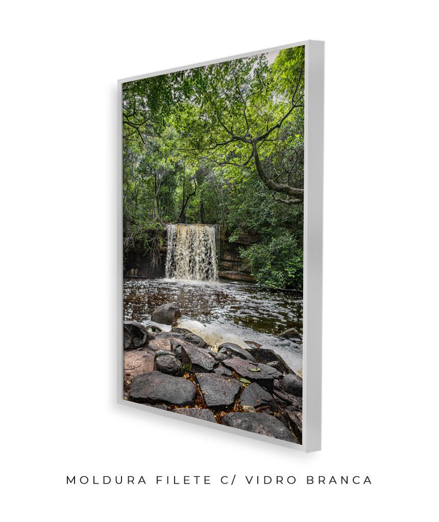 Quadro Decorativo Cachoeira e Floral