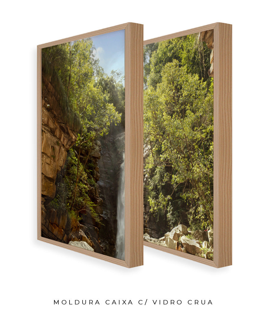 Quadro Decorativo Cachoeira, Natureza e Pedras- Dupla