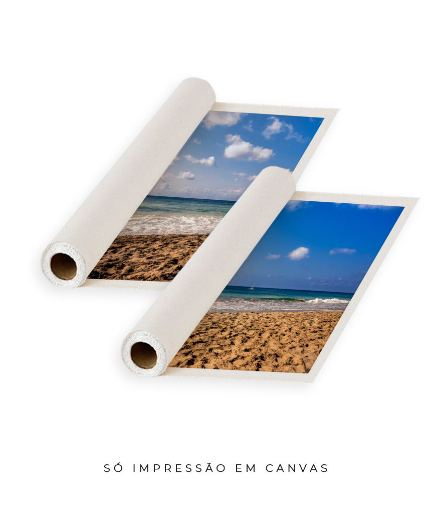 Quadro Decorativo Praia com Areia Marrom e Mar Azul -Dupla