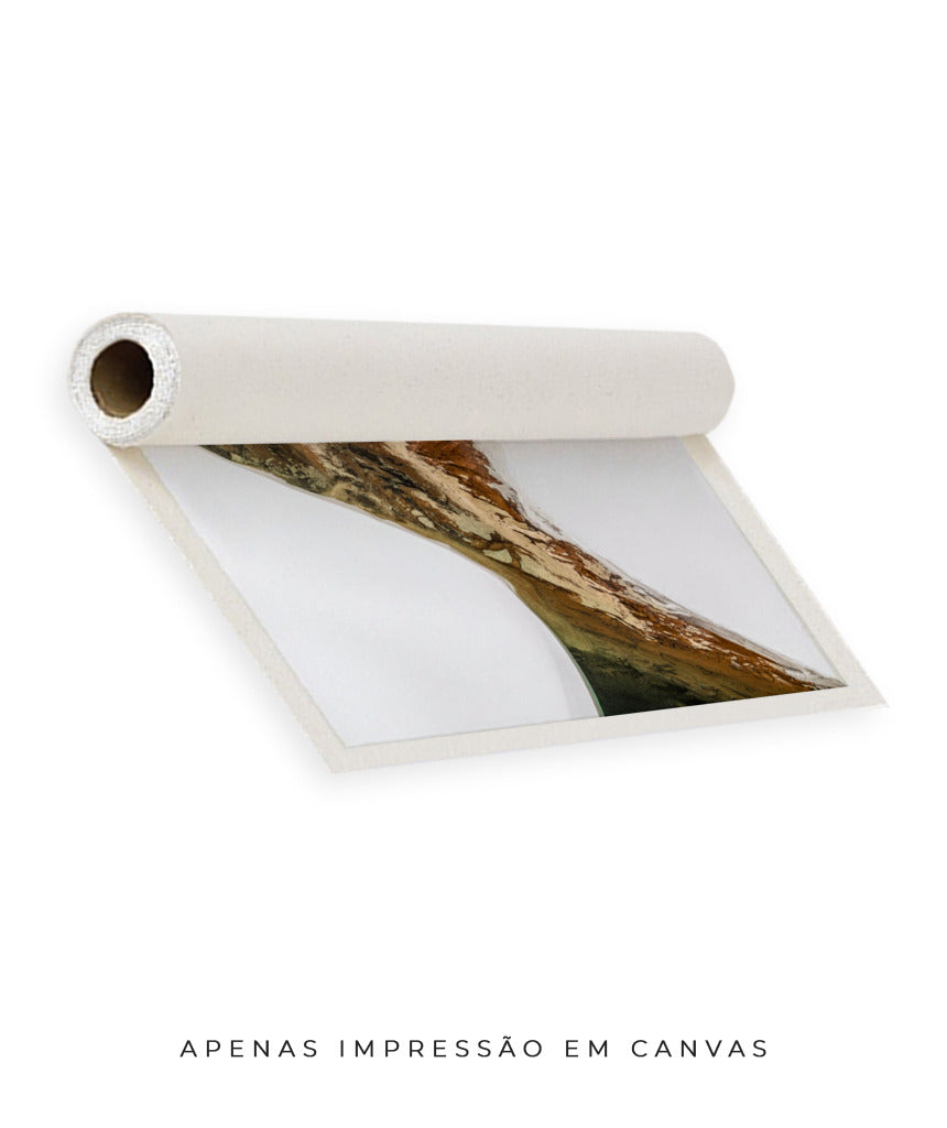 Quadro Decorativo Abstrato e Curvas - Tons Marrom e Branco -Horizontal