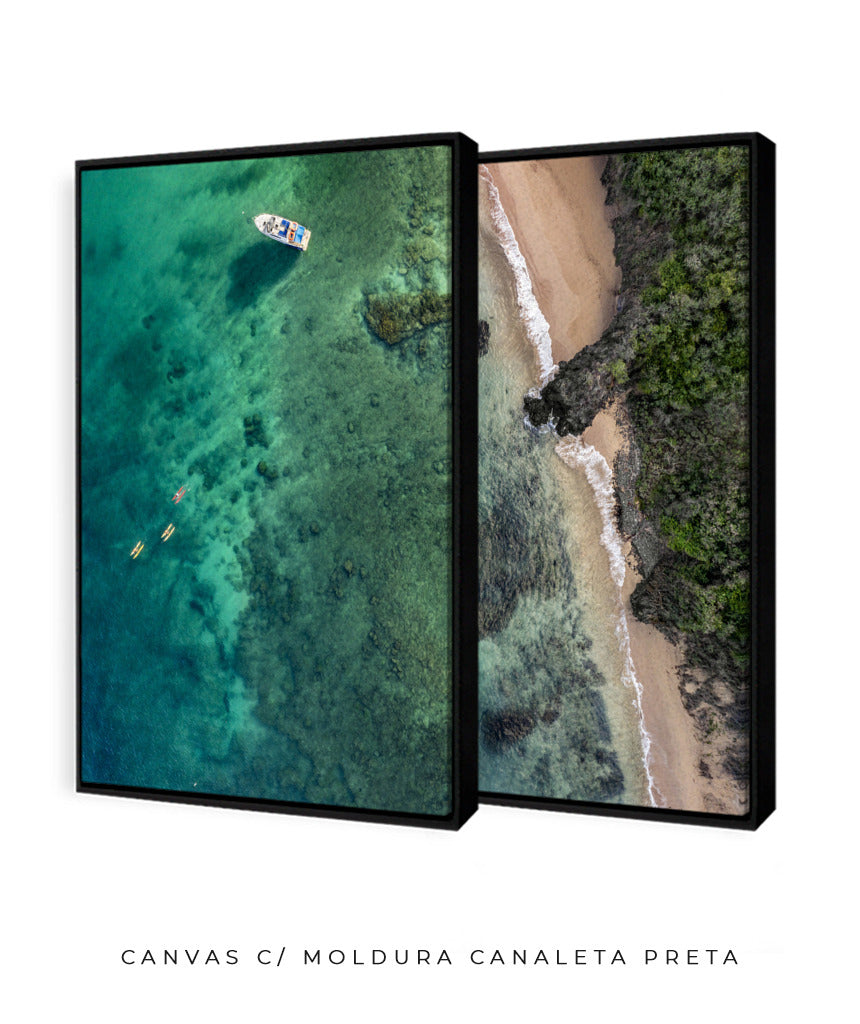 Quadro Decorativo Praia e Mar Verde - Dupla