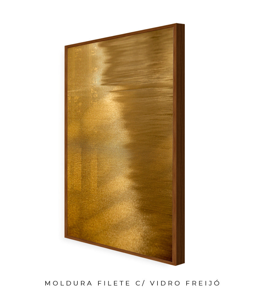 Quadro Decorativo Abstrato e Curvas - Tom Dourado