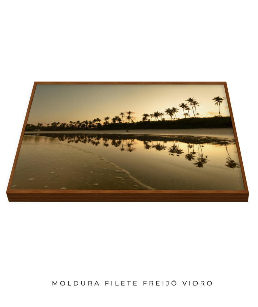 Quadro Decorativo Pôr do Sol - Reflexo Coqueiros
