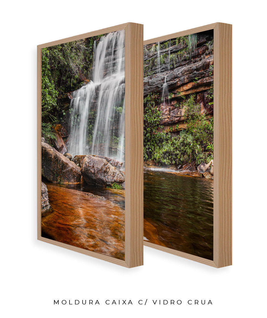 Quadro Decorativo Cachoeira Águas Cristalinas- Dupla corte vertical