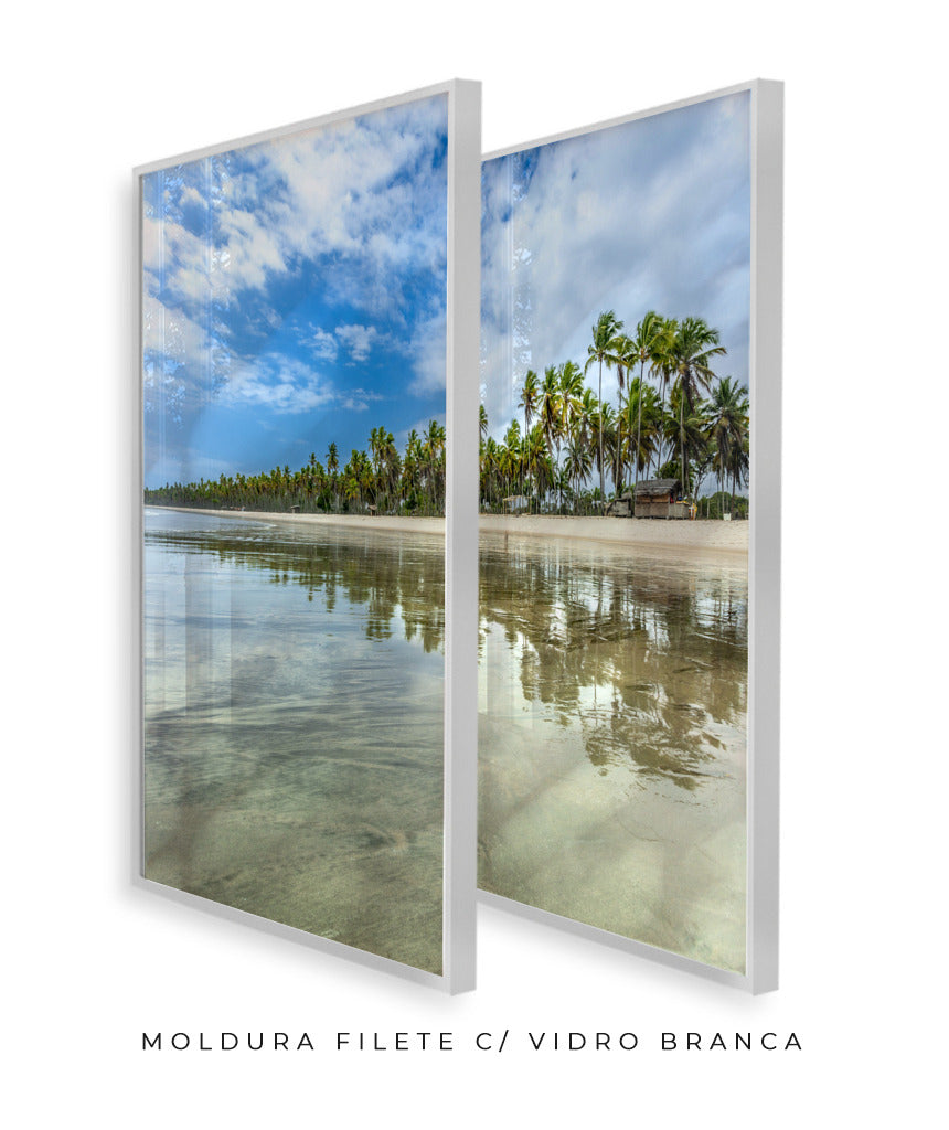 Quadro Decorativo Praia, Mar e Coqueiral - Dupla