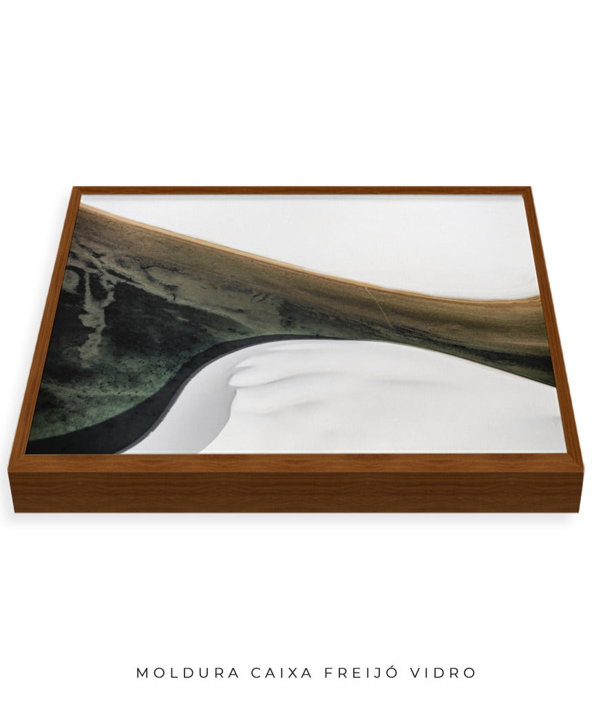 Quadro Decorativo Abstrato e Curvas - Tons Cinza, Branco, Preto e Marrom -Horizontal