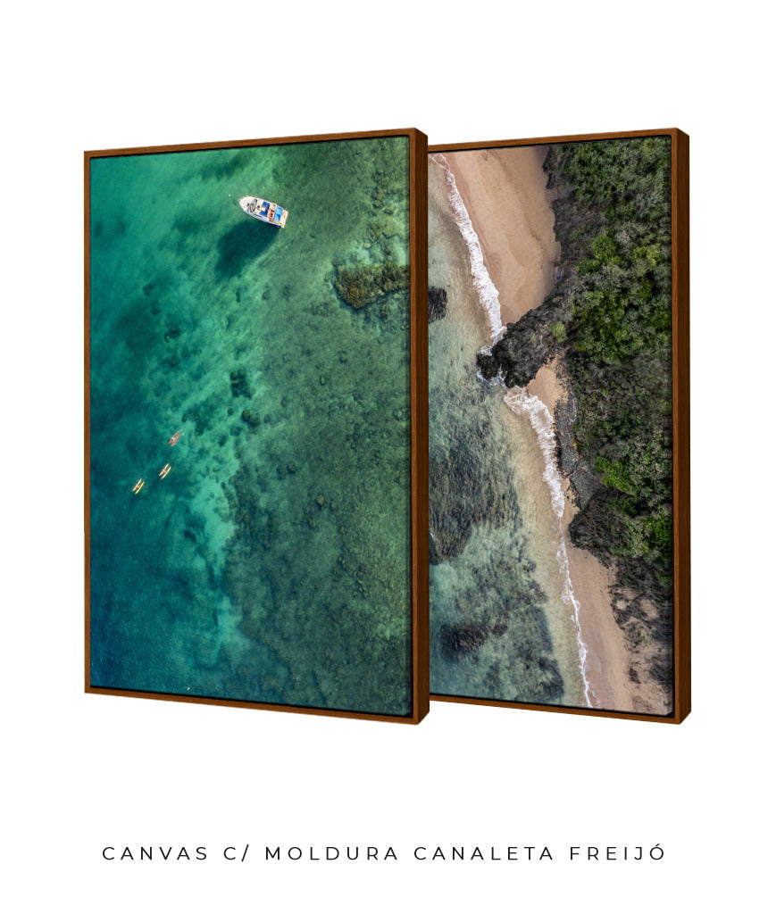 Quadro Decorativo Praia e Mar Verde - Dupla