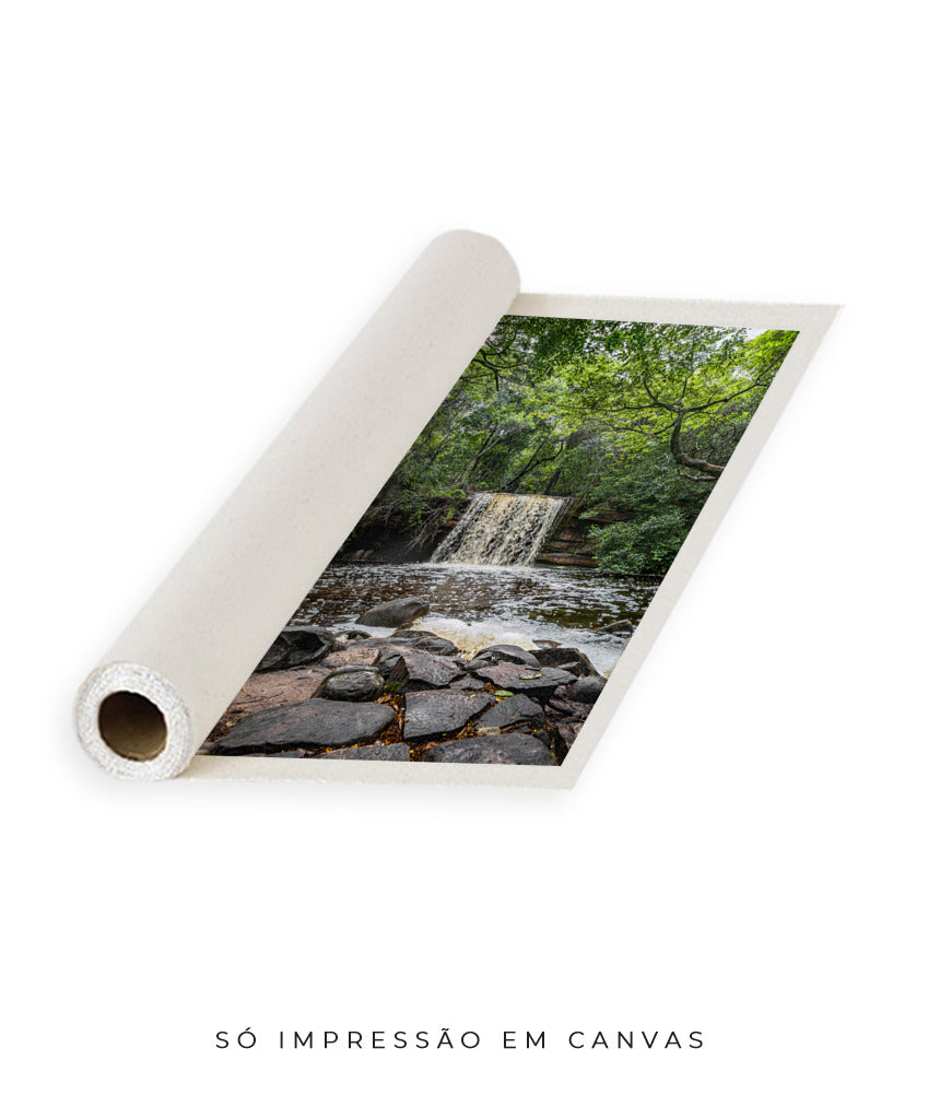 Quadro Decorativo Cachoeira e Floral