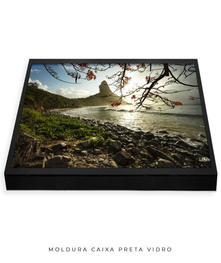 Quadro Decorativo Pôr do Sol e Galhos Secos - Horizontal