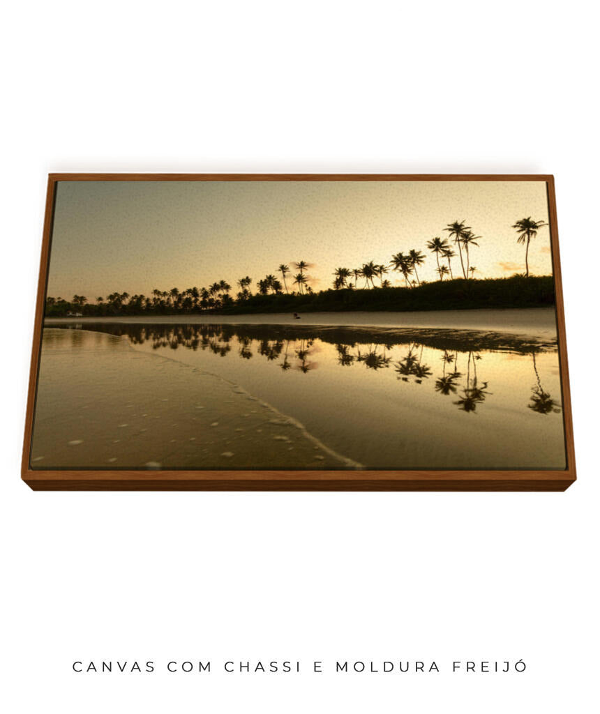 Quadro Decorativo Pôr do Sol - Reflexo Coqueiros