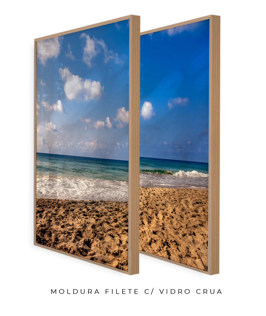 Quadro Decorativo Praia com Areia Marrom e Mar Azul -Dupla