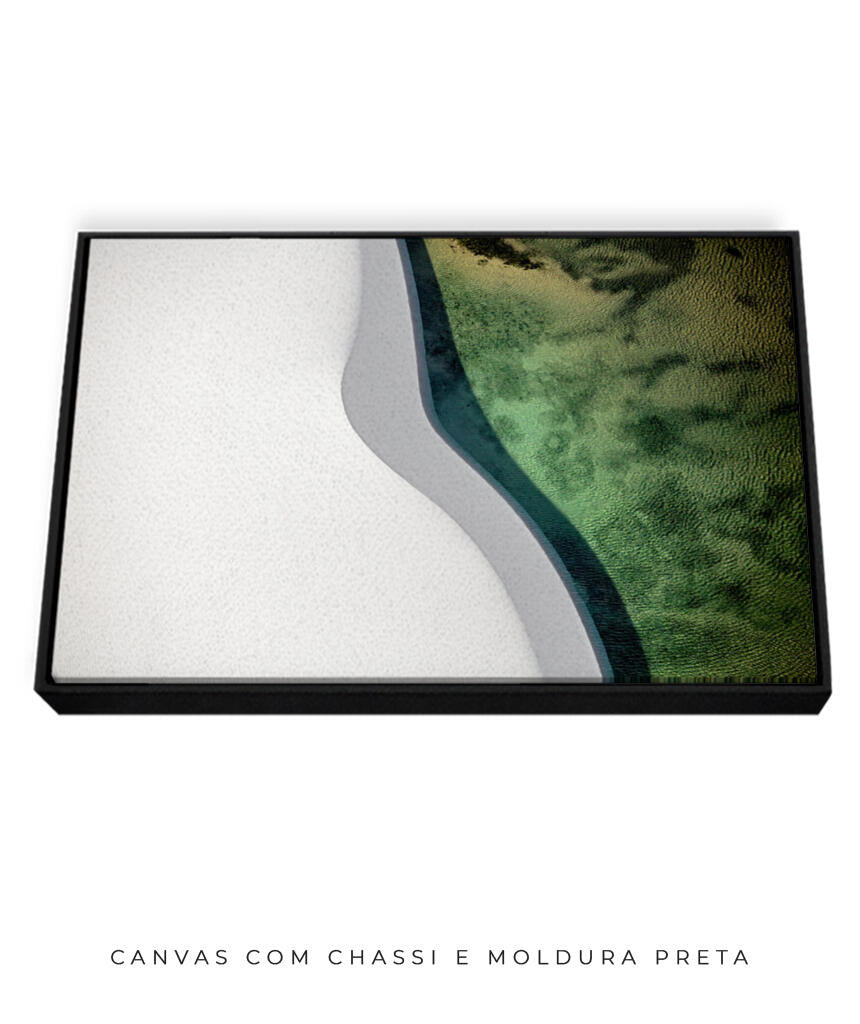Quadro Decorativo Abstrato e curvas - Tons branco e verdes