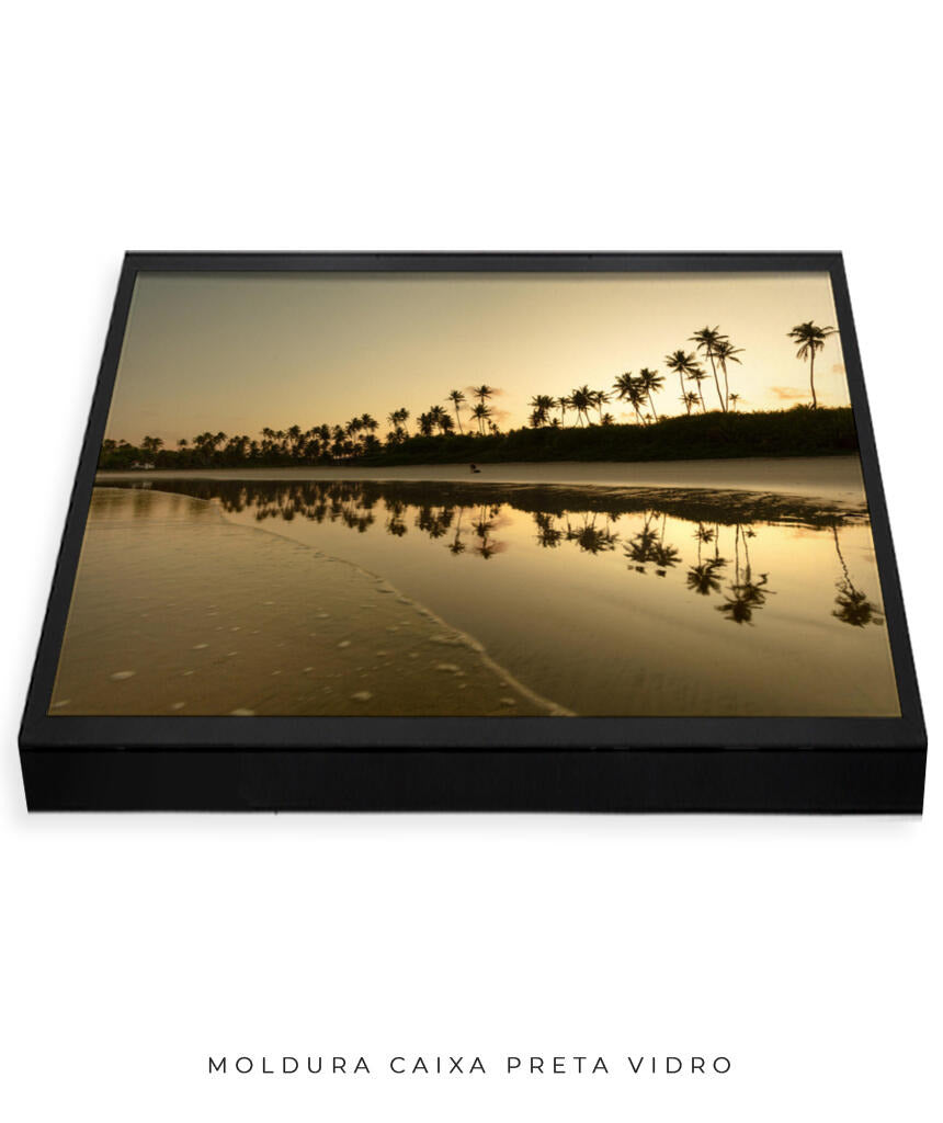 Quadro Decorativo Pôr do Sol - Reflexo Coqueiros