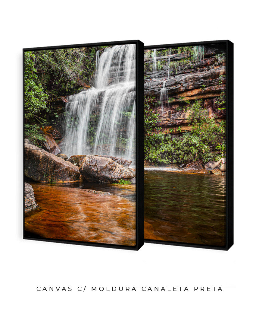 Quadro Decorativo Cachoeira Águas Cristalinas- Dupla corte vertical