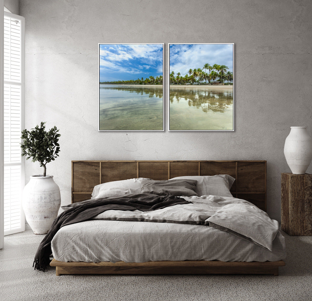 Quadro Decorativo Praia, Mar e Coqueiral - Dupla