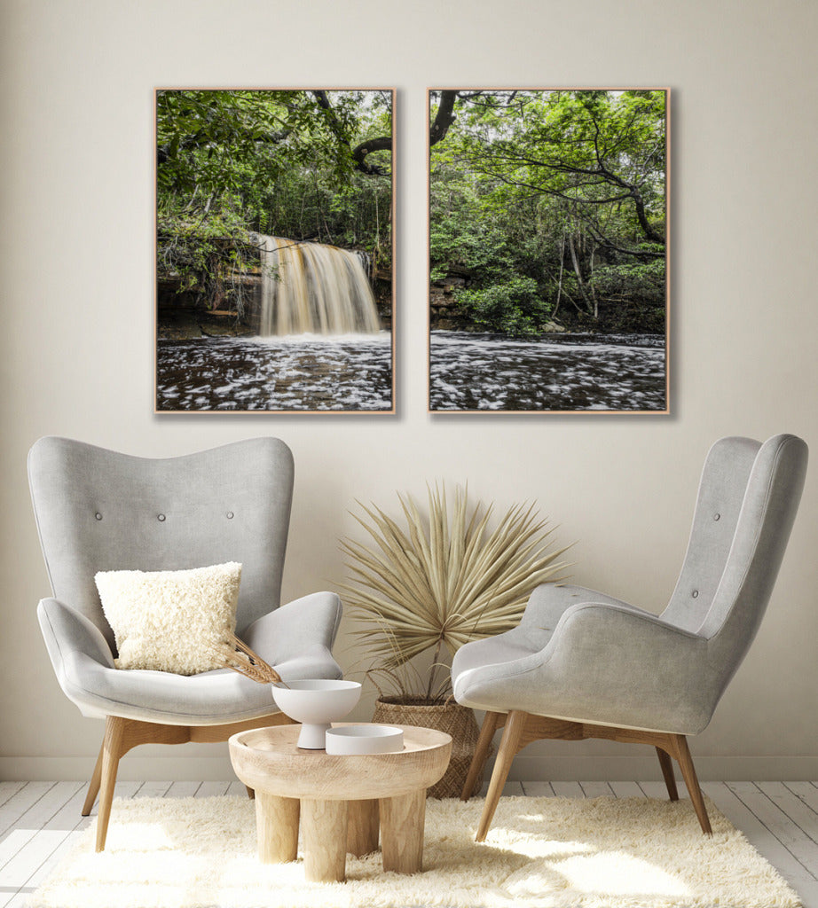 Quadro Decorativo Cachoeira e Natureza -Dupla