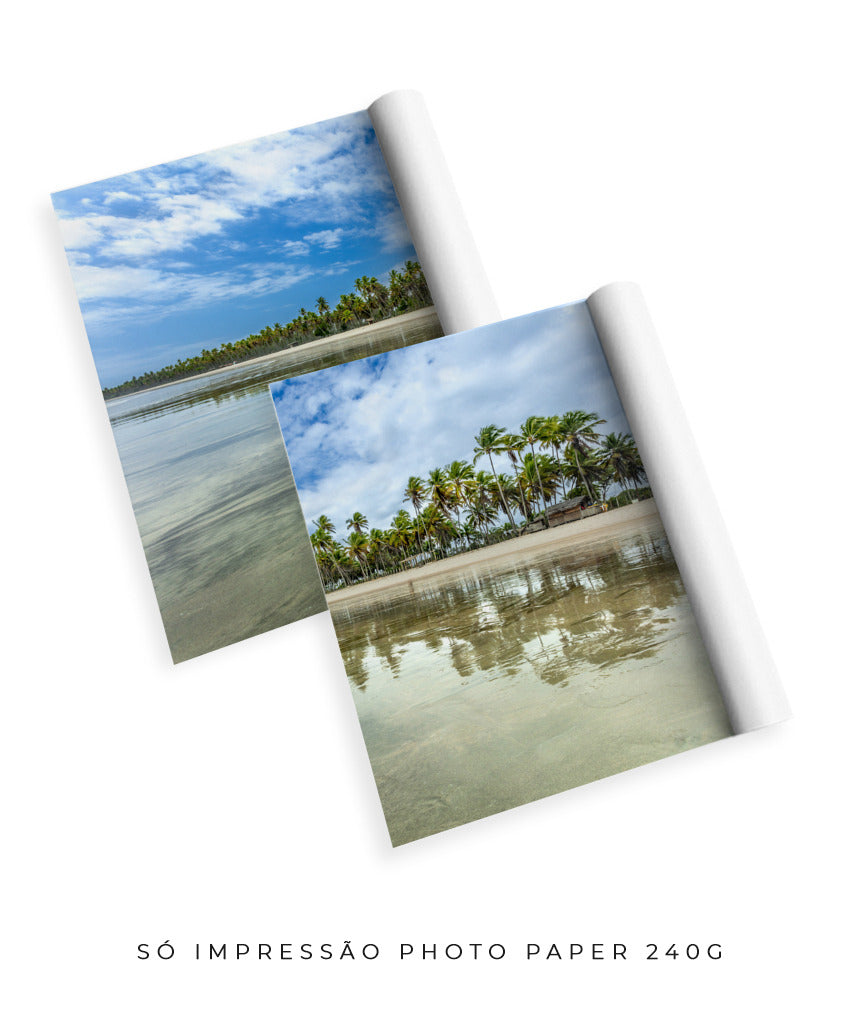 Quadro Decorativo Praia, Mar e Coqueiral - Dupla