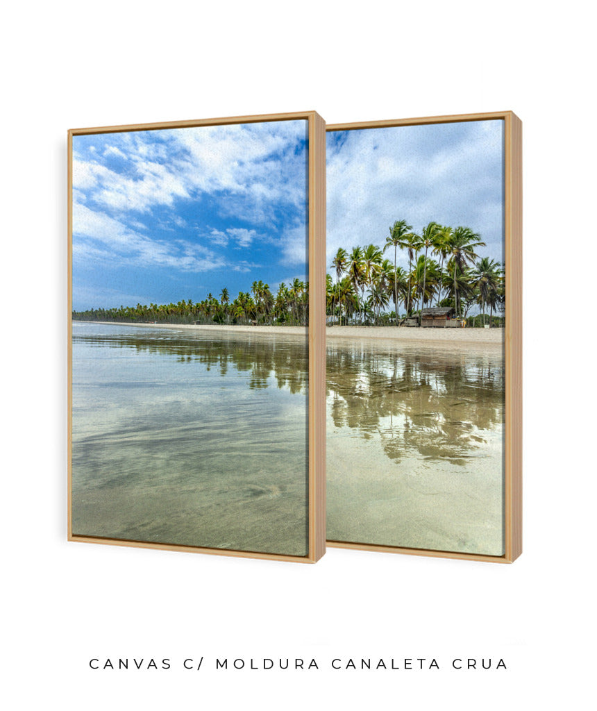 Quadro Decorativo Praia, Mar e Coqueiral - Dupla