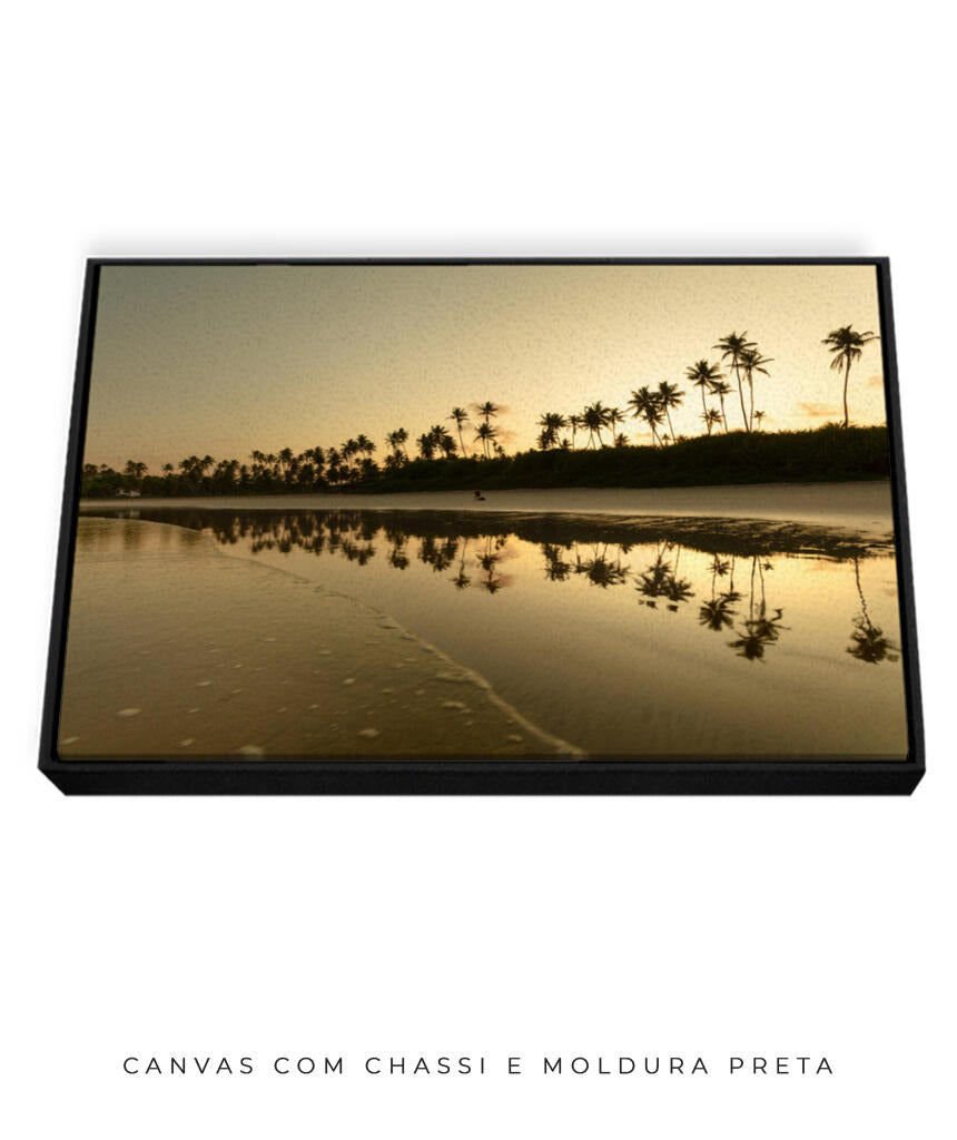 Quadro Decorativo Pôr do Sol - Reflexo Coqueiros