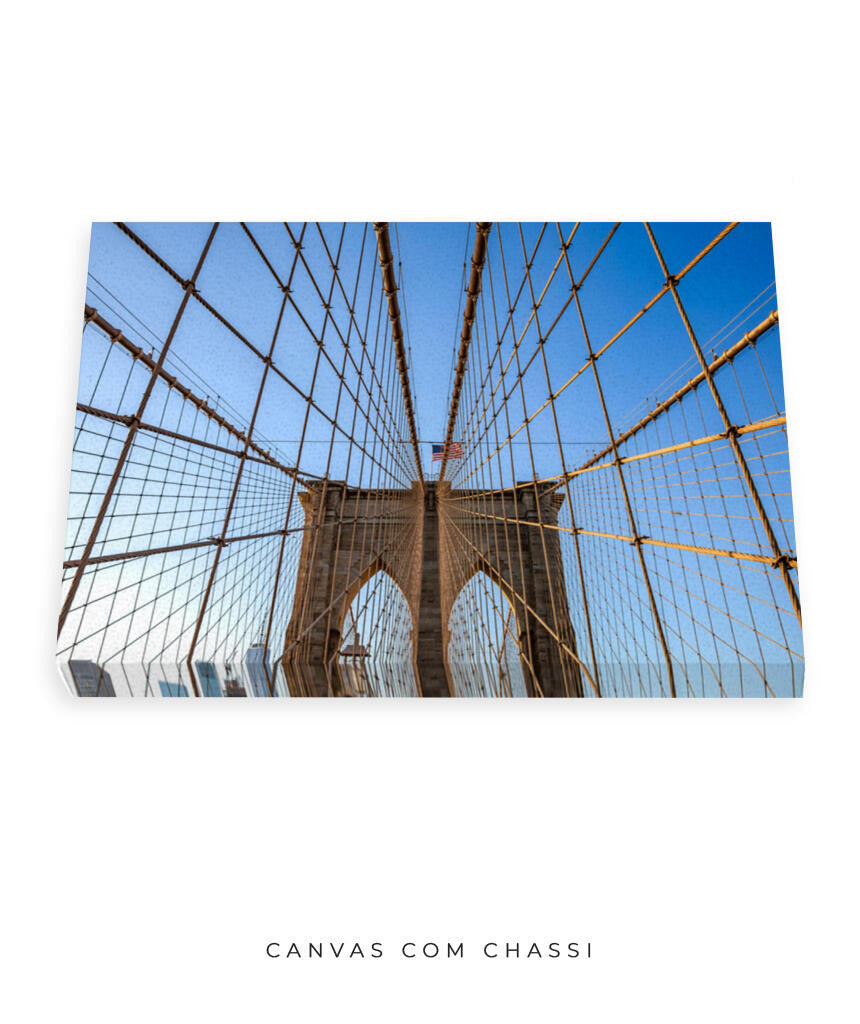 Quadro Decorativo Nova York - Ponte Urbana e Bandeira