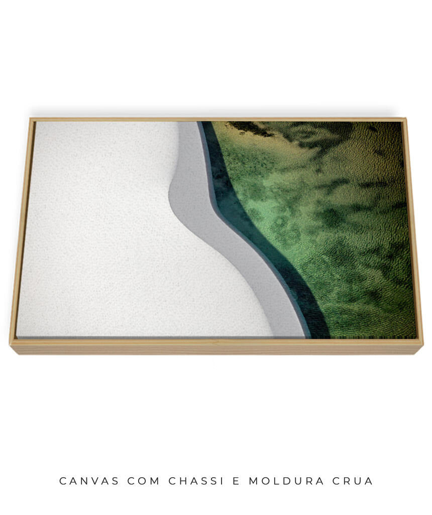 Quadro Decorativo Abstrato e curvas - Tons branco e verdes