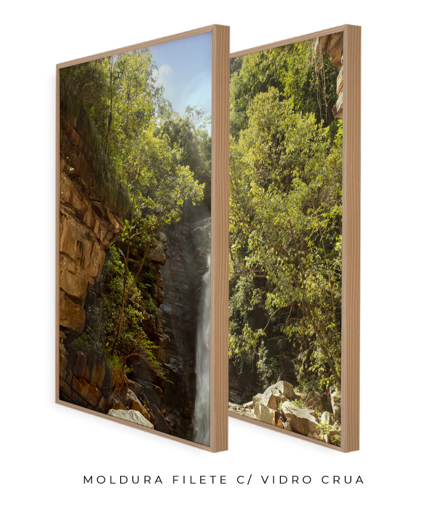 Quadro Decorativo Cachoeira, Natureza e Pedras- Dupla