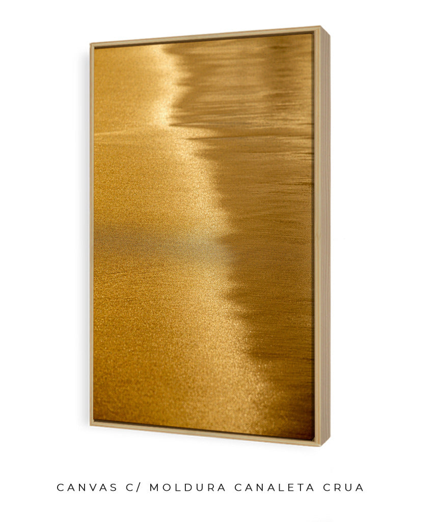 Quadro Decorativo Abstrato e Curvas - Tom Dourado