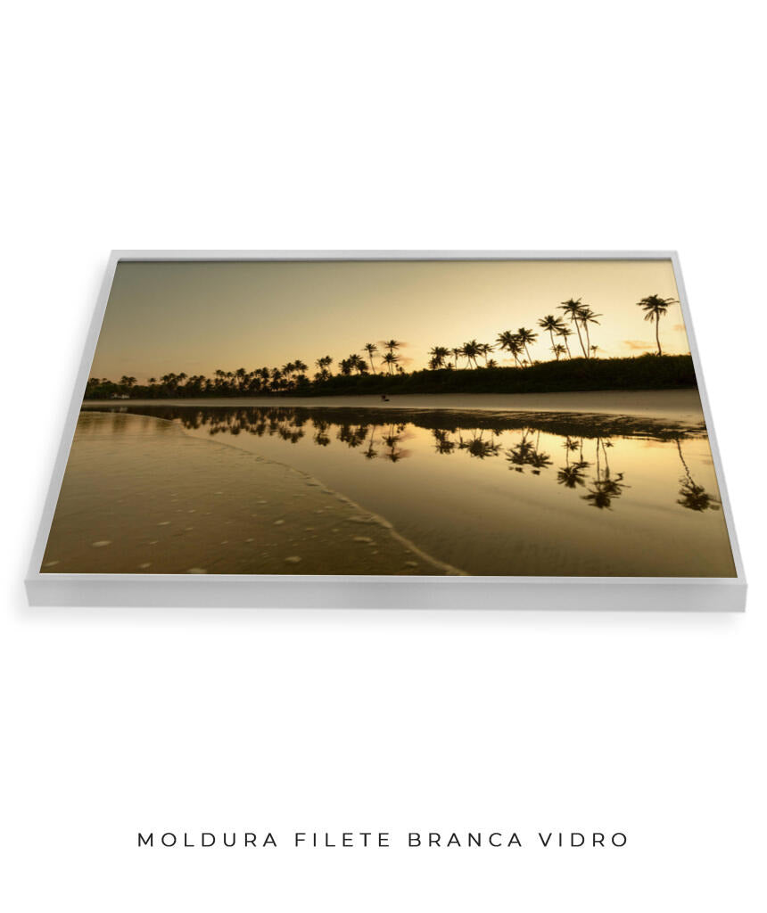 Quadro Decorativo Pôr do Sol - Reflexo Coqueiros