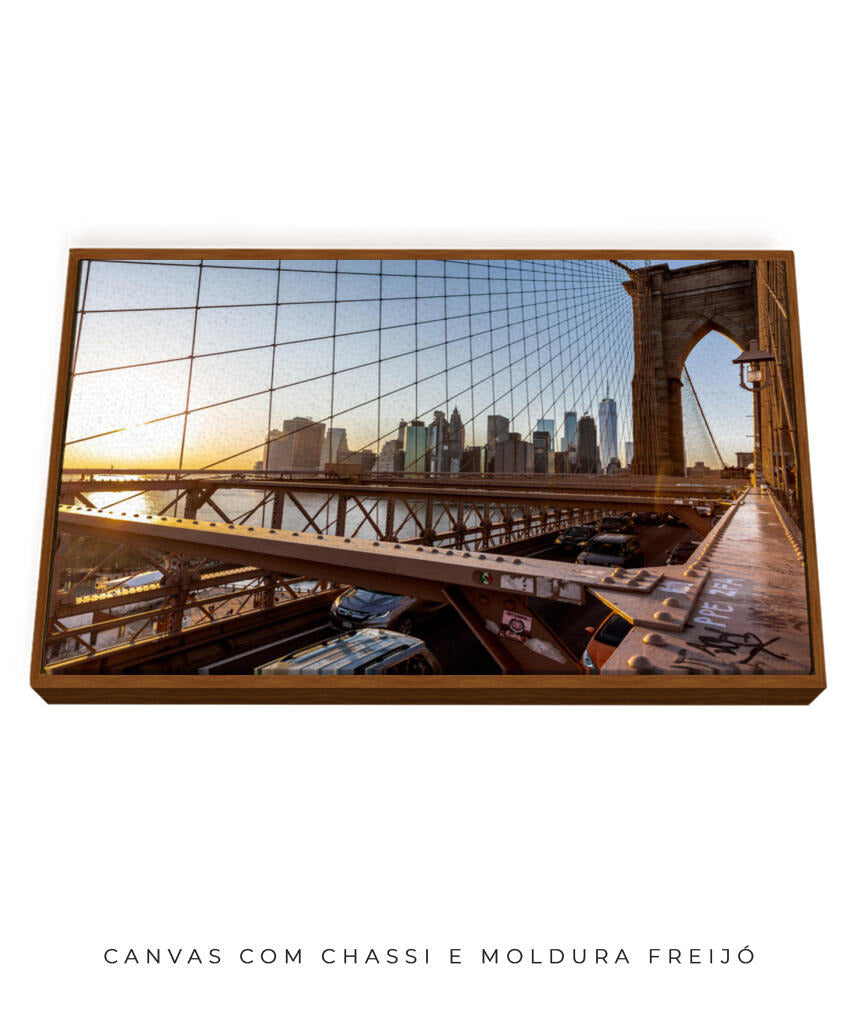 Quadro Decorativo Nova York - Ponte Urbana e Pôr do Sol